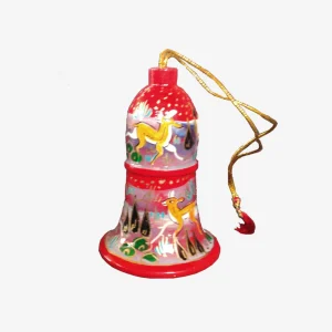Multi Colored Paper Mache Hanging Bell Hand Made