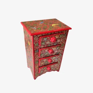 Red Base Chinar  Wooden Jewellery Cabinet